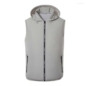 Herrenwesten Chic Safe Thin Air Conditioning Weste Male Vest USB Ladung mit Kapuzenpolizei Phin22