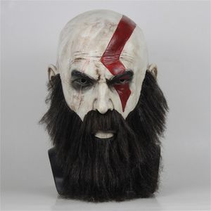 Game God of War 4 Mask with Beard Cosplay Kratos Horror Latex Masks Helmet Halloween Scary Party Pests New Dropshipping T200622