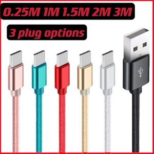 Cavo dati intrecciato in nylon da 0,25 m 1 m 1,5 m 2 m 3 m tipo c Cavi micro USB per Samsung Galaxy S6 S7 Edge S8 Note 8 Plus i12 i13