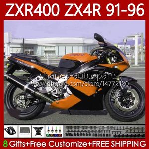 Karosseri för Kawasaki Ninja ZXR 400 CC ZX4R ZXR400 ZX-4R 91 92 93 94 95 96 138NO.178 BODY ZX 4R ZXR-400 BLK Orange 1991 1992 1994 1995 1996 400cc 91-96 OEM FAIRING