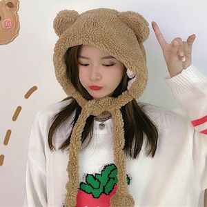 Berretti Versione coreana del cappello Berretto per orecchie da orso Inverno Peluche spesso Protezione dal freddo Calda sciarpa di cashmere Berretti