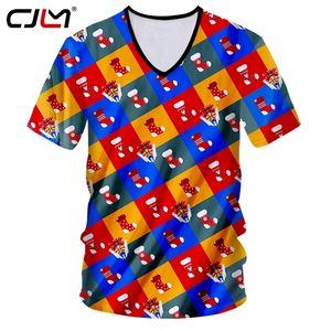 Mens 3D Baskılı Giyim Noel Çorapları ve Hediye Kutuları Yaratıcı Elmas Man V Boyun Tshirt 220623