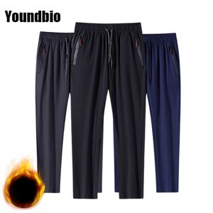 Men Plus Fleece Pants Warm Windproof Waterproof Trousers Casual Fashion Slim Streetwear M-5XL 220330