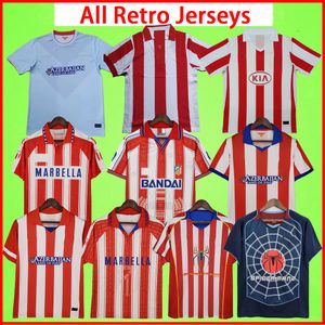 Atletico Madrid 1994 1995 الرجعية Soccer Jerseys Home Caminero Biagini Penev Vizcaino 94 95 Camiseta De Futbol Simeone كرة القدم قميص أحمر أبيض S-2XL