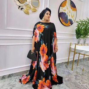 Abbigliamento etnico abiti in chiffon di moda musulmani per donne 2022 Dubai Arabo Nigeria Abayas Floral Long Maniche African Islam Maxi Abito 2 PC