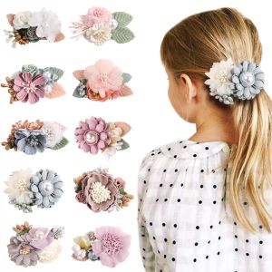 Baby flickor konstgjorda blommor Barrettes barn hårklipp prinsessa flicka söt hårnål barrette handgjorda barn hårtillbehör