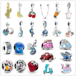 925 Gümüş Charm Boncuk Dangle Yeni Yaz Okyanus Serisi Ahtapot Kaplumbağa Denizyıldızı Boncuk Fit Pandora Charms Bilezik DIY Takı Aksesuarları