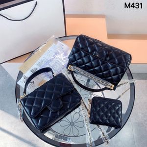 Projektanci torba na ramię luksusowa torebka torebki torebki komunikatowe Clut najwyższej jakości klasyka klasyczna skórzana portfel crossbody 3PCS/Złoty łańcuch M431 Czarny