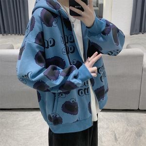 Herren Hoodies Sweatshirts Herren Anime Tie-Dye Mode Hoodie Harajuku Freizeitkleidung Retro Paare Y2k Jacke locker und dick All-Match K