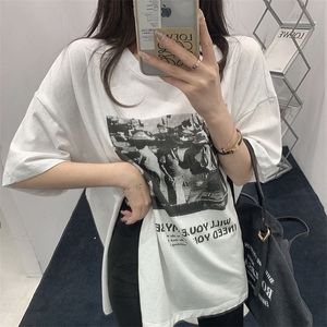 ストリートウェアの女性トップサマーショートスリーブTシャツティールーズ特大TカジュアルワネックTシャツ220615