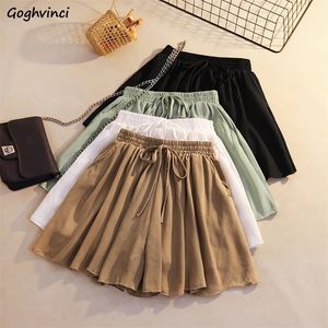 Loose Leisure Solid Shorts Women High Elastic Waist Summer Chiffon Laceup Allmatch 4XL Sweet Korean Style Chic Fashion Flare 220530