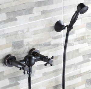 Bathroom Shower Sets Oil Rubbed Bronze Wall Mounted Faucet Bath Mixer Tap With Hand Head Ktf016Bathroom