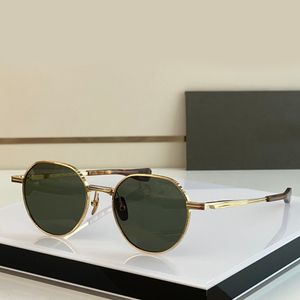 Верс один золотой тональный титановый геометрический круглые солнцезащитные очки зеленые линзы мужчины спортивные/водительские очки