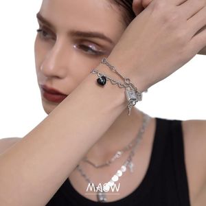 Länk, kedja masw trendiga smycken släpskikt halsband fest gåvor enkelt design hip hop heart lås nyckel charm armband unisex