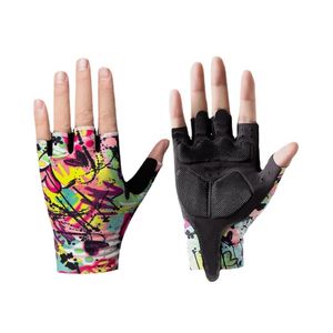 2024 Graffiti Moda Verão Luvas de Ciclismo MTB Luvas de Estrada Mountain Bike Meio Dedo Mitten Homens Fleece Bicicleta Academia Fitness Antiderrapante Acessórios Esportivos