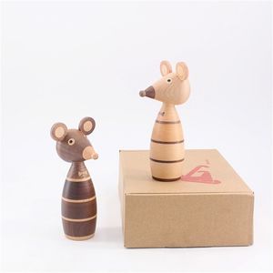 Wooden ornaments couple mouse creative home decoration porch puppet coffee shop decorative arts and crafts gift 201125