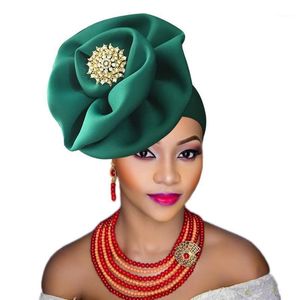 Roupas étnicas exageradas turbante africano Big Flower Flower Headtie Cap moda ladies Head envolve os gorros femininos de hijab muçulmano