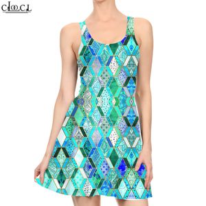 Women Dress Geometric 3D Printed Mini Dress for Fashion Female Casual Sleeveless Dresses Sexy Ladies Mini Sundress 220616