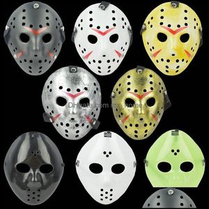 Archaistyczny Jason Mask Fl Face Antique Killer vs. Piątek 13. Prop Horror Hockey Costplay w Drop Reliody 2021 Party Mas