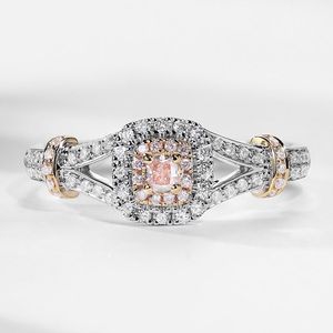 Cluster Rings Vintage Female Thin Pink Ring Charm 925 Silver Plated Gold Engagement Luxury Simulated Diamond Wedding For WomenCluster