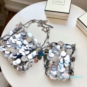 Designer-Sequins handväskor Silverväska Kvinnor Små Tote Bling Fashion Lady Bucket Girls Glitter Purses