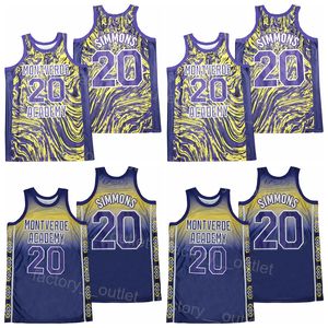 Filme High School Montverde Academy 20 Ben Simmons Jersey Marble Basketball Uniform College Retro Team University Red University All costure