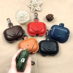 Headphone Accessories PU Leather Case for Airpods Pro 3 2 1 Protective Earphone Cover with Hook Clasp Keychain Charging Box Shockproof lightweight Protector Case