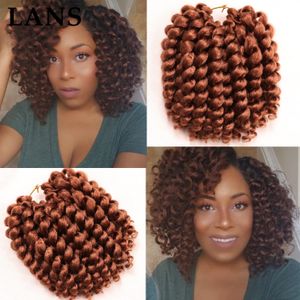 8 inch Short Curly Jamaican Bounce Crochet Hair Twist Braids Wand Curl Hair Synthetic Hair Braiding Extensions Black LS08