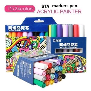 STA 1000 122428COLORS ACRYLIC PAINTER Waterbased Dye Ink Art Marker for School Painting Supplies Art Creative DIY Graffit 201116