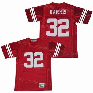 Film Football New Jersey High School 32 maglie Franco Harris Tutte cucite Hip Hop per gli appassionati di sport Puro cotone traspirante Squadra universitaria Colore Rosso Uniforme universitaria