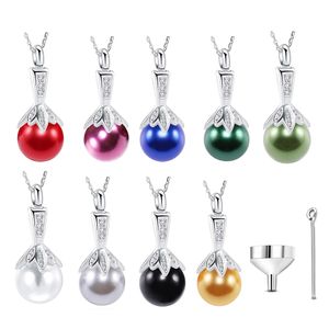 Fashion Elegant Pearl Pendant Necklace Cremation Urn Hold Ashes Keepsake Stainless Steel Memorial Jewelry Gift for Women Wife