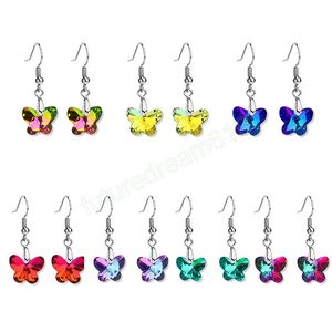 Brincos de borboleta de cristal de cores doces para mulheres da moda estética Brincho multicolor Jóias de moda por atacado