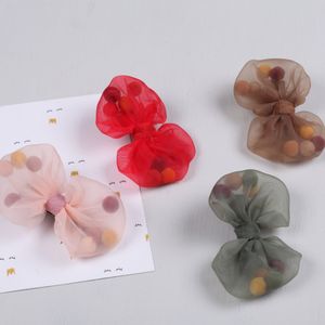 Children s hair accessories hairpin gauze colored ball hairpin clip new handmade dazzling girl baby