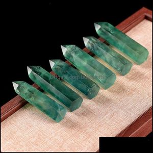 Arts And Crafts Arts Gifts Home Garden Rough Natural Stone Tower Green Fluorite Crystal Point Ornaments Mineral Healing Wands Reiki Hexag