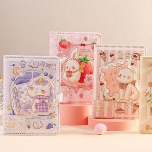 Notepads Cute Cartoon Notebook Sheets Color Pages Illustration Animals Magnetic Button Girl Diary Student Planner Agenda NotepadNotepads