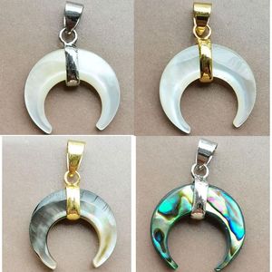 Pendant Necklaces Beautiful Jewelry Zealand Abalone & Mother Of Pearl Shell Moon Art Bead PWB930Pendant