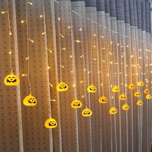 8 Modes Halloween Pumpkin Light Indoor LED Curtain Lights AC EU 220V US 110V Lamp for Holiday Christmas Decor Y201006