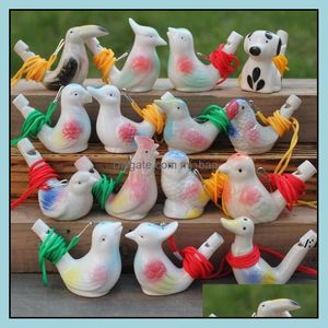 Konst och hantverk Arts Gifts Home Garden Water Bird Whistle Ceramic Clay Cartoon Children Mini Animal Peacock Whistles Retro Craft Pab14927