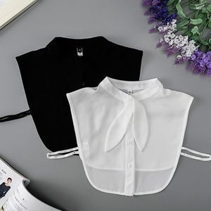Bow Ties Korean Stand Fake Collar For Women Shirt Bouse Tops Falose Decoration Kvinnlig Chiffon Löstagbar Vestido Faux Cols Donn22
