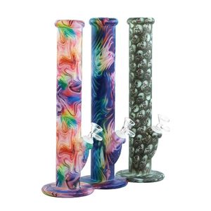 promotion activity glaw in dark smoking silicone hookah colorful printed water wax dab bong for wholesales