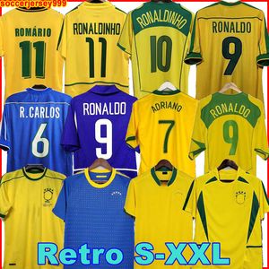 Brasiliens retro fotbollströjor 1998 2002 Carlos Romario Ronaldinho Brasilien fotbollströja 2004 camisa de futebol 1994 2006 1982 RIVALDO ADRIANO 1988 2000 1957 2010 toppar