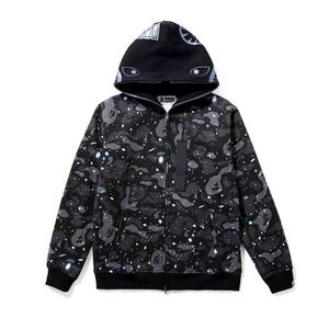 Fashion Japanese Street Star Nightlight Haai Hooded Vest Trui Hip Hop Youth Trend Herfst En Winter Pluche Hoodie Jas Sweater Jacket