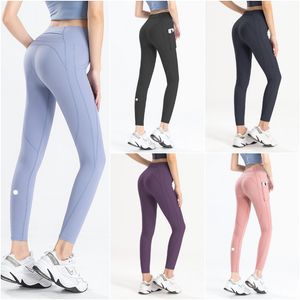 LL-CK005 Kadın Yoga Kıyafetleri Pantolon Sıska Pantolon İnce Tasarılar Tulunlar Spor Spor salonu Uzun pantolonlar Elastik Bel Hızlı Kuru