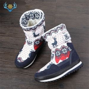 Girls Winter Boots Children Snow Boot Kids تصميم جديد أحذية عيد الميلاد دافئة من الصوف الطبيعي