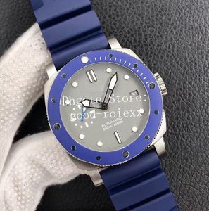 Niebieska ceramiczna ramka zegarki męskie Zatrzymanie mężczyzn Automatyczne 9010 nurka 300 m szary shink skórka zanurzona 959