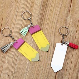 Ring Personlig tomt nyckelbrev Tassel Teacher's Day Gifts Pencil Nyckelkedja Akryl Student Barn Keychains Favor Festival Access