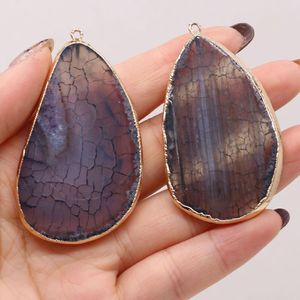 Pendant Necklaces Natural Stone Gem Black Dragon Pattern Agate For Jewelry Making DIY Necklace Earring Accessories Charm Gift 35x60mmPendant