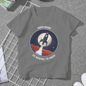 Herr t shirts som flyttar till Mars Sweet Girls Women T shirt Space Explorers xl Blusaas Harajuku Casual Short Sleeve Vintage Overdized Top
