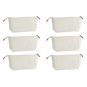 Multipurpose Cosmetic Bag with Zipper - 6-Pack Plain DIY Natural Make-Up Pouch Cotton Canvas Travel Toiletries 220609