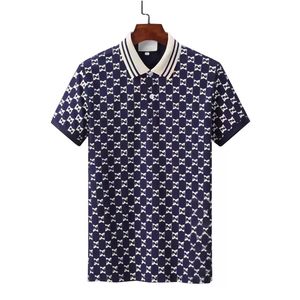 Neue Herren-Poloshirts für Stylisten, High Street, kurzärmelig, Luxus-Designer-Poloshirts, Herrenmode, Schlangenbienen-Blumenstickerei, Baumwoll-T-Shirt, lässiges Poloshirt M-3XL